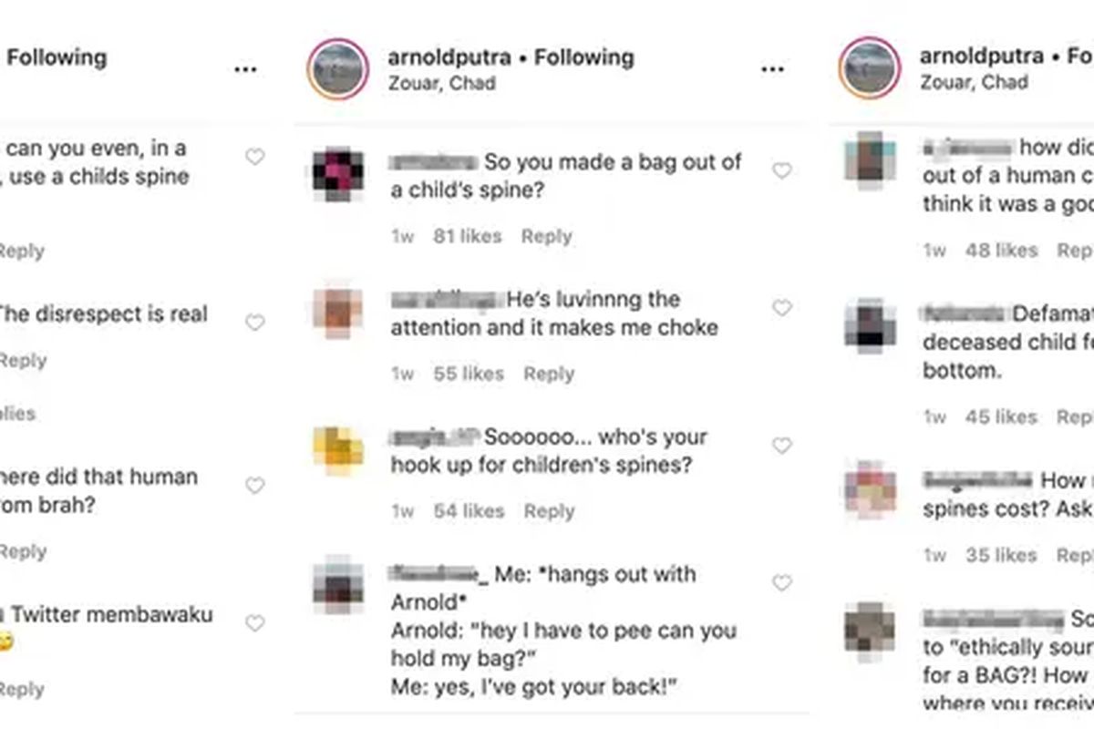 Rangkaian kritik yang membanjir di akun instagram Arnold Putra 