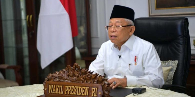 K.H. Maruf Amin ketika menjadi Keynote Speaker pada Seminar Nasional Virtual yang diselenggarakan oleh Dewan Pengurus Pusat Forum Komunikasi Diniyah Takmiliyah (DPP-FKDT)