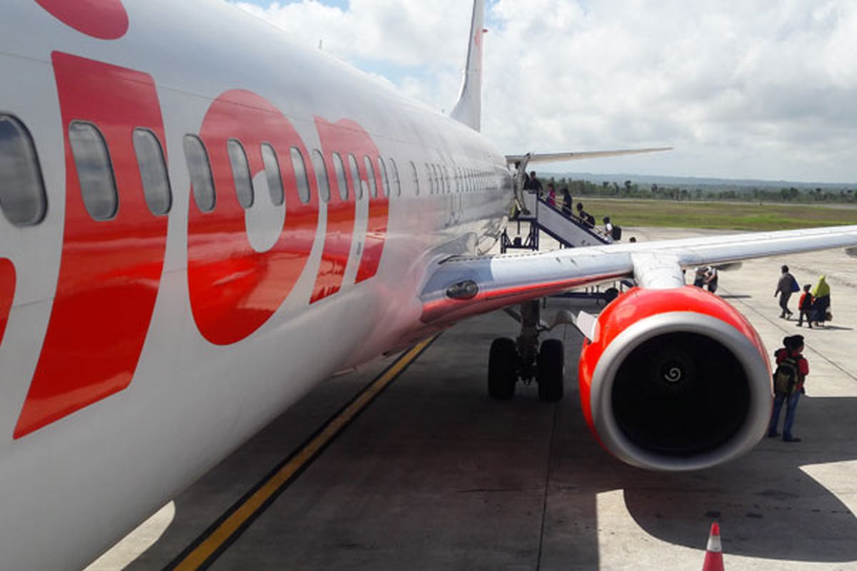 Pesawat Lion Air di Bandara Internasional Lombok, Nusa Tenggara Barat, Rabu (12/7/2017).