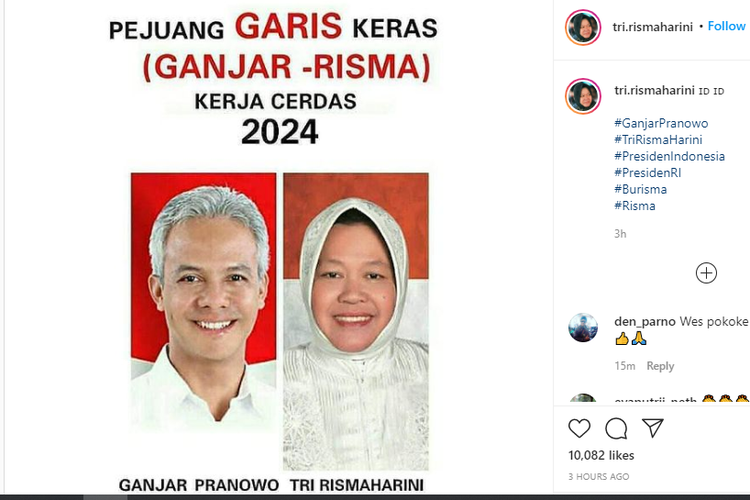 Beredar gambar Ganjar Pranowo dan Tri Rismaharini (Risma) yang dipasangkan untuk 2024. 