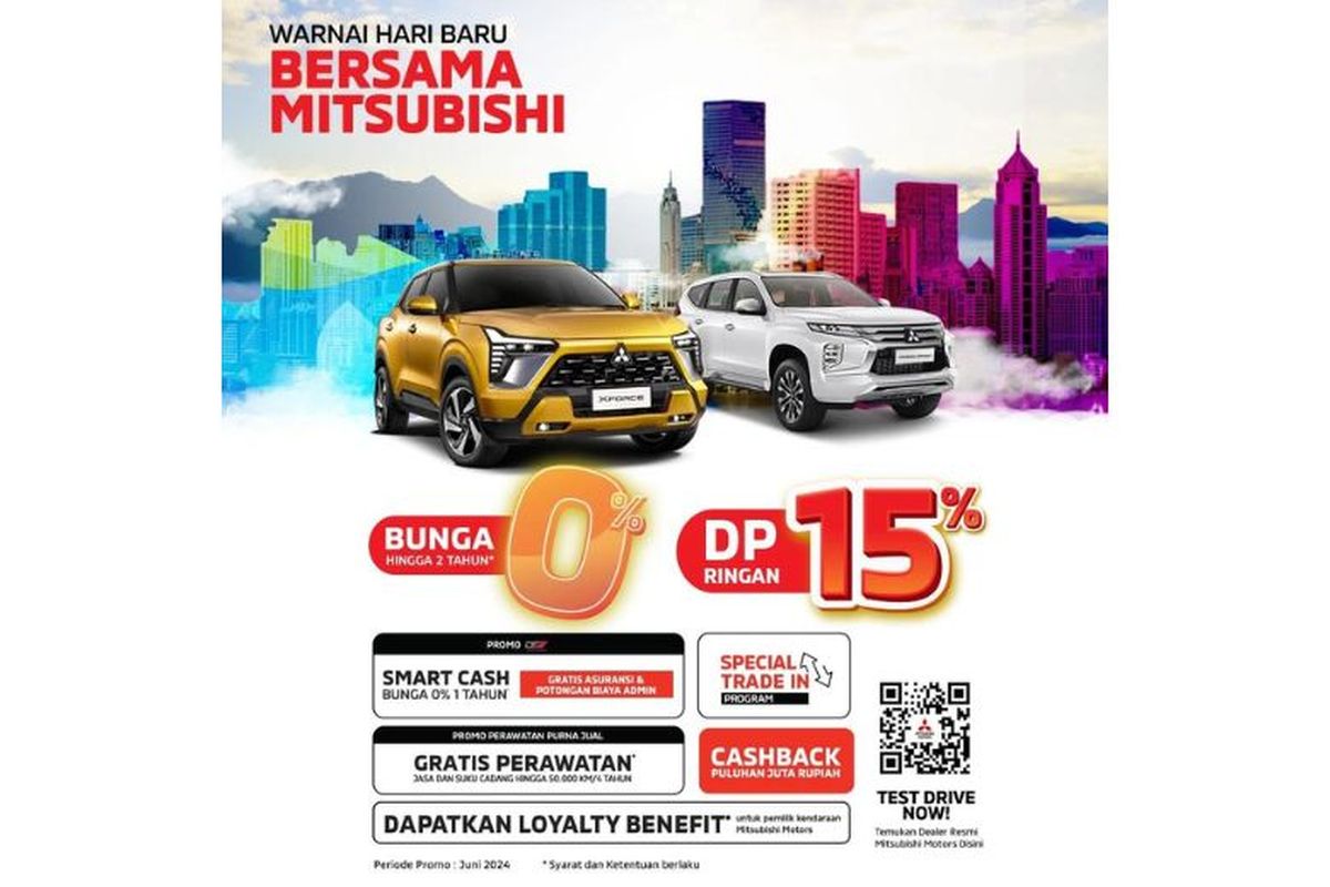 PT Mitsubishi Motors Krama Yudha Sales Indonesia (MMKSI) menghadirkan promo spesial untuk pembelian Mitsubishi Xforce selama Juni 2024. 