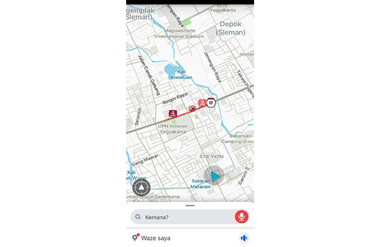 Ejemplo de condiciones de tráfico incluidas en la aplicación Waze