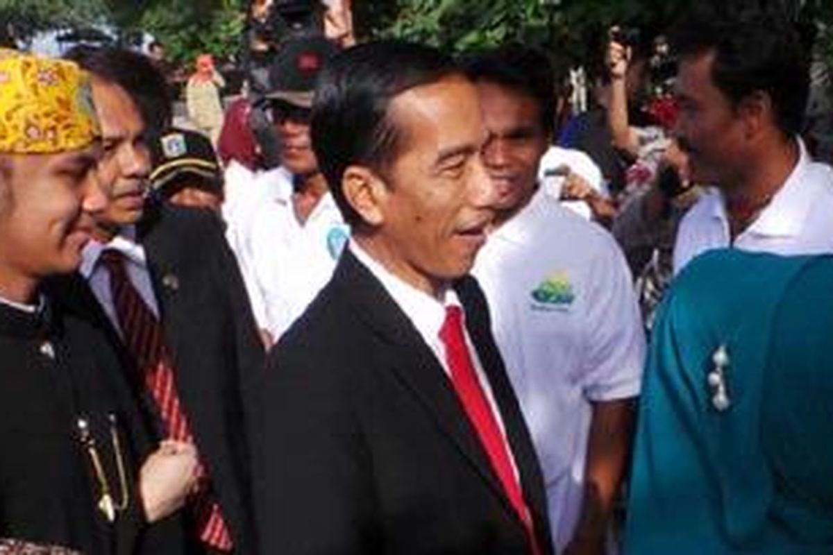 Gubernur DKI Joko Widodo mengunjungi Pulau Pari, Kepulauan Seribu, Jakarta Utara. Jokowi akan melantik Bupati Kepulauan Seribu, Asep Syarifudin, Rabu (5/6/2013).