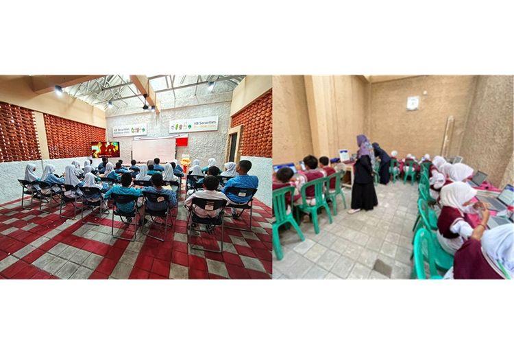 Proses belajar mengajar siswa dengan fasilitas teknologi di SD Khusus Al Rahmah. 