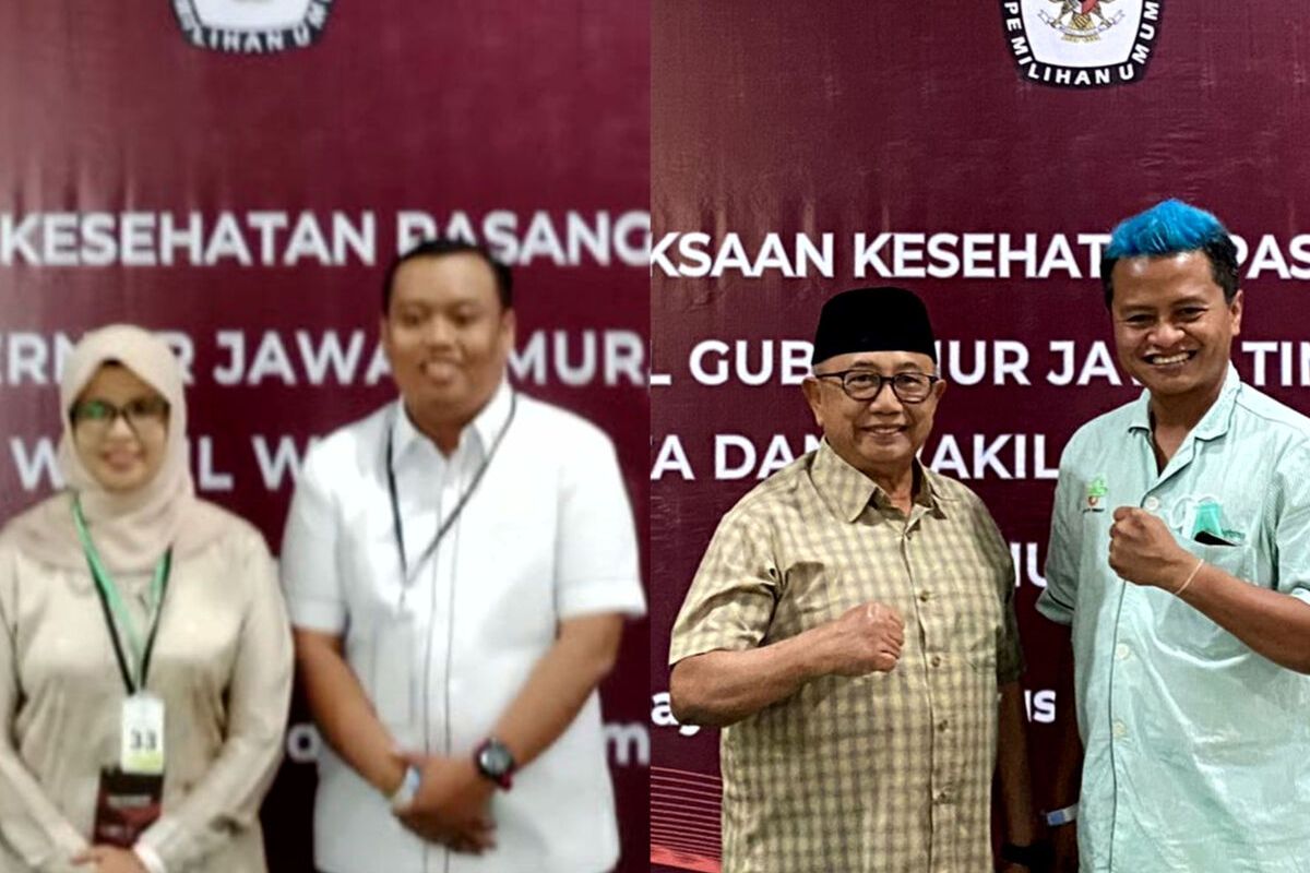 Kolase foto pasangan calon petahana Rini Syarifah - Abdul Ghoni dan Rijanto - Beky Herdihansah