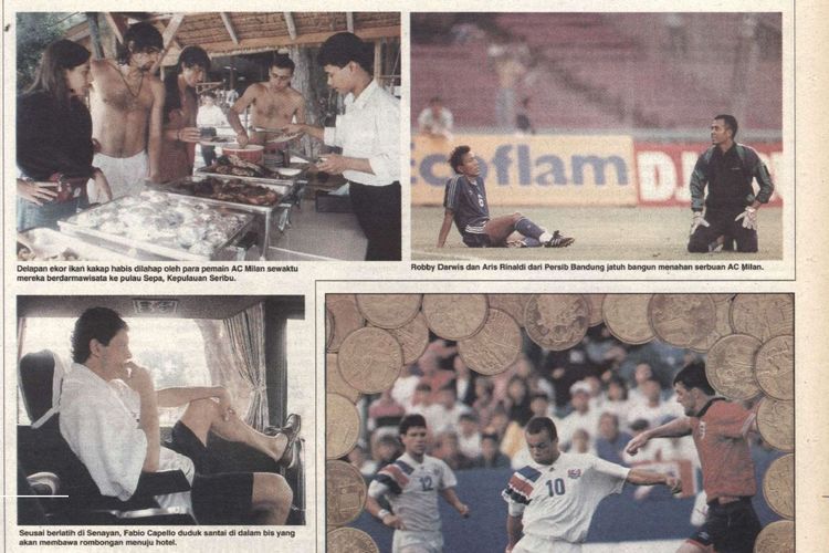 Rekaman lensa kegiatan pemain AC Milan di Indonesia dan laga kontra Persib Bandung pada Juni 1994.