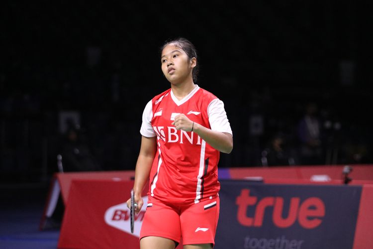 Tunggal putri Indonesia, Aisyah Sativa Fatetani, berjuang dalam Uber Cup 2022.