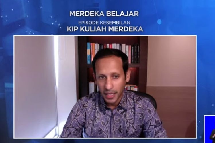 Mendikbud Nadiem Makarim saat menjelaskan KIP Kuliah Merdeka.