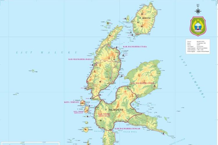 Peta Provinsi Maluku Utara.
