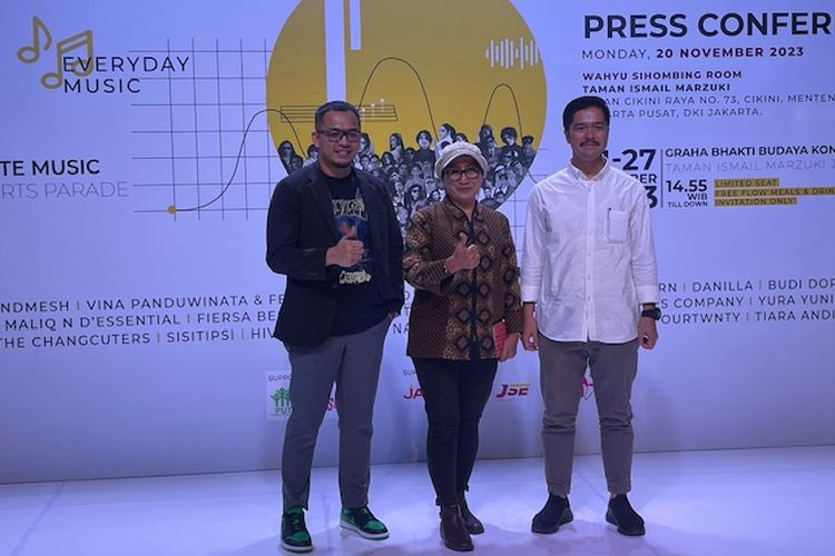 SAJILive! dan Jakpro dalam jumpa pers Everyday Festival 2023 di Taman Ismail Marzuki, daerah Cikini, Jakarta Pusat, Senin (20/11/2023). 