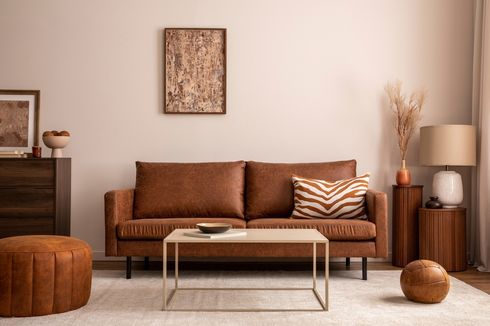 8 Ide Dekorasi Ruang Tamu dengan Sofa Berwarna Coklat Tua