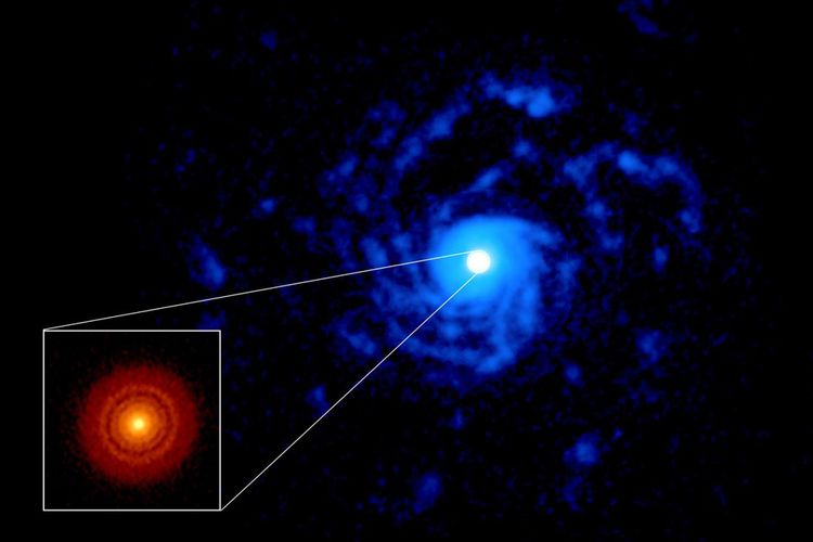 Foto piringan pembentukan planet di sekitar bintang muda RU Lup.