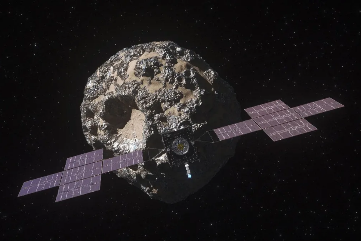 Ilustrasi asteroid Psyche. Misi NASA menuju asteroid ini akan memecahkan misteri asteroid Psyche yang disebut kaya logam, serta untuk mempelajari Tata Surya.