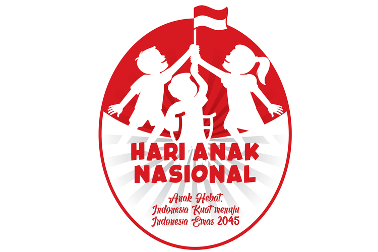 Logo Hari Anak Nasional 2025, dengan tema Anak Hebat, Indonesia Kuat menuju Indonesia Emas 2045.
