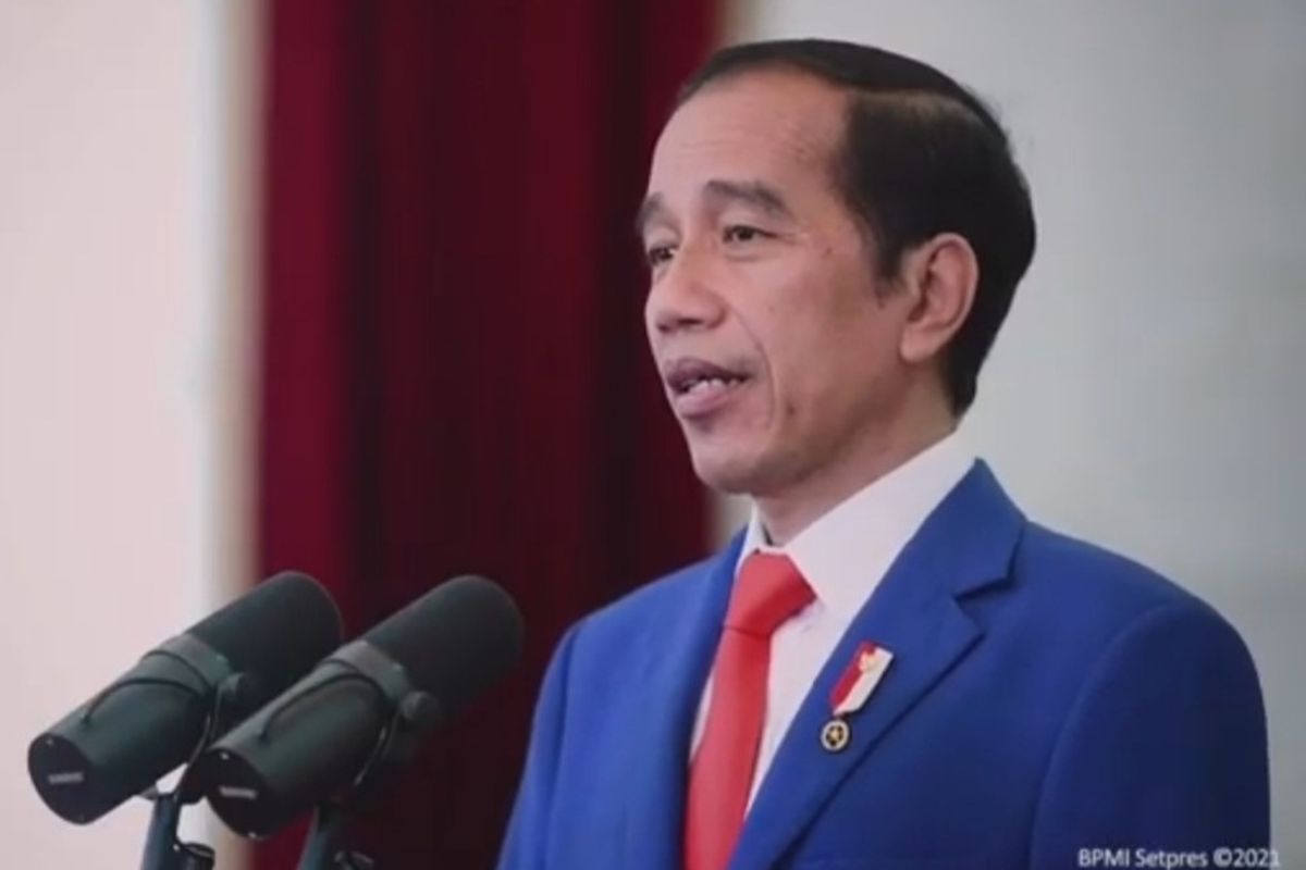 Tangkapan layar Presiden Joko Widodo saat hadir secara virtual dalam Dies Natalis ke-58 Universitas Brawijaya (UB), Selasa, 5/1/2020).