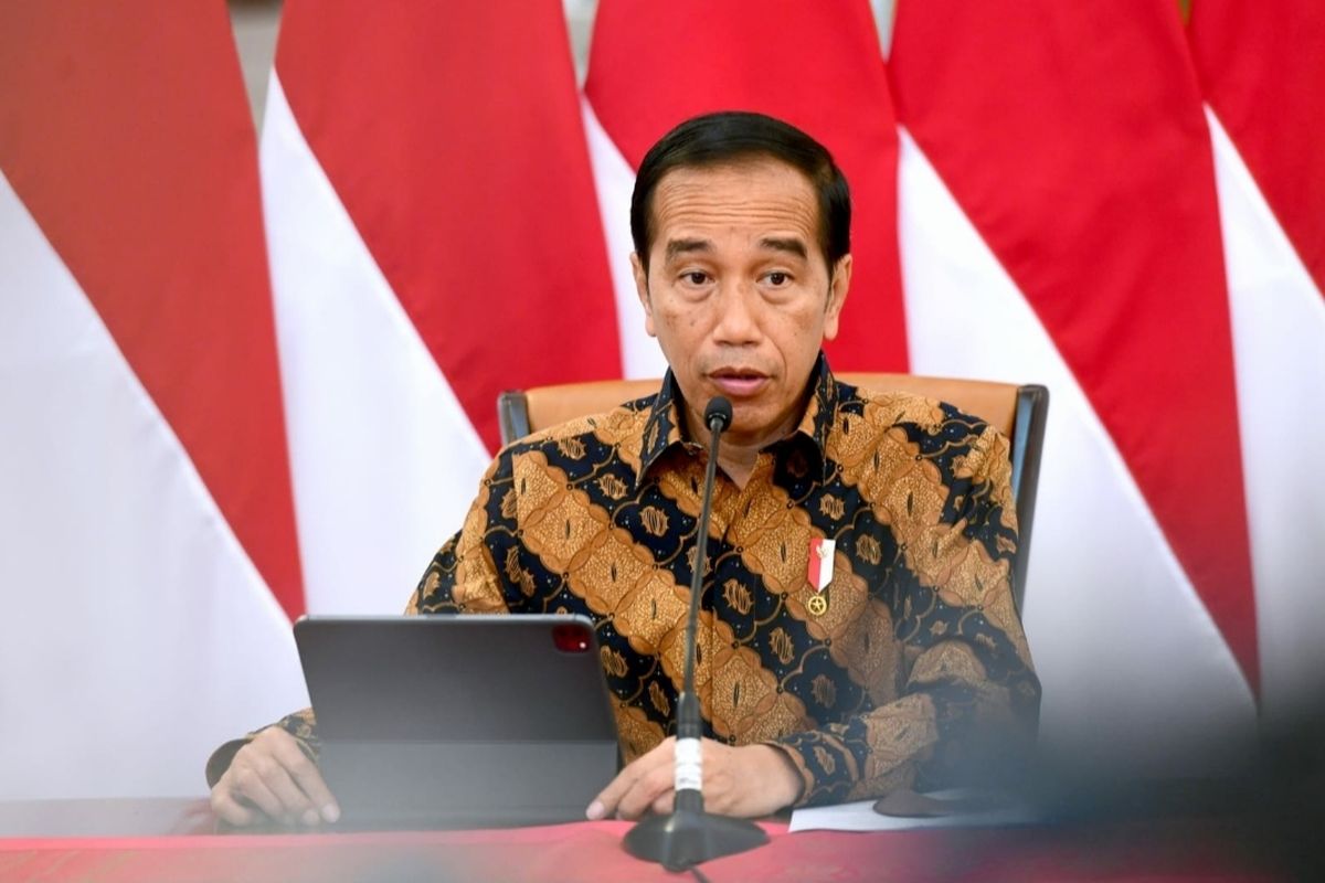 Presiden Joko Widodo saat menyampaikan keterangan pers di Istana Merdeka, Rabu (21/12/2022).