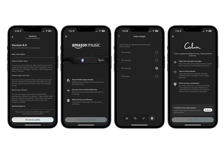 Kacamata pintar Ray-Ban Meta kini bisa rekam video hingga 3 menit, atau tiga kali lipat lebih panjang dari sebelumnya.