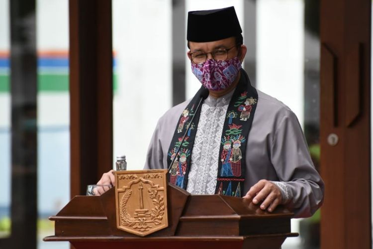 Jakarta Governor Anies Baswedan during the opening of the Amir Hamzah Mosque at Taman Ismail Marzuki, Jakarta 3 July 2020