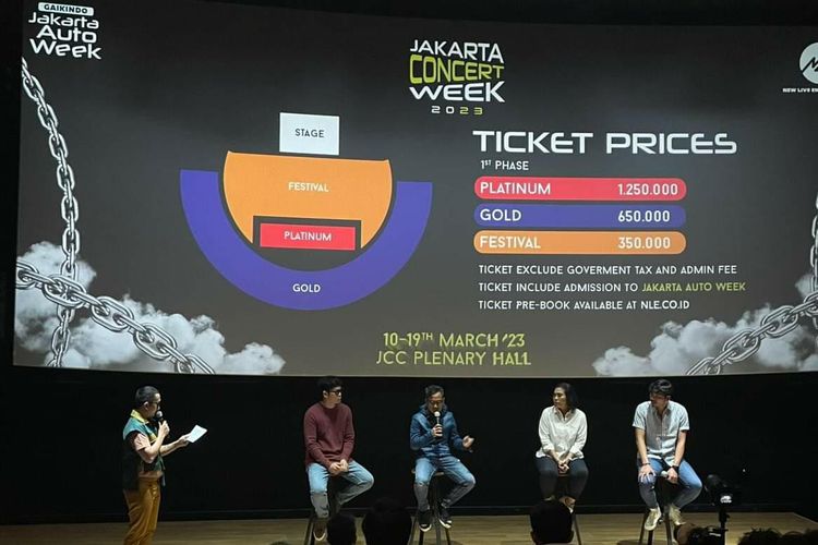 Para promotor Jakarta Concert Week (JCW) dalam konferensi pers di kawasan Senayan, Jakarta Pusat, Jumat (3/2/2023). 