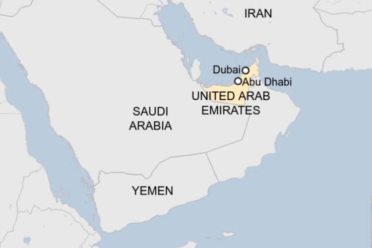 Peta lokasi Uni Emirat Arab (UEA).