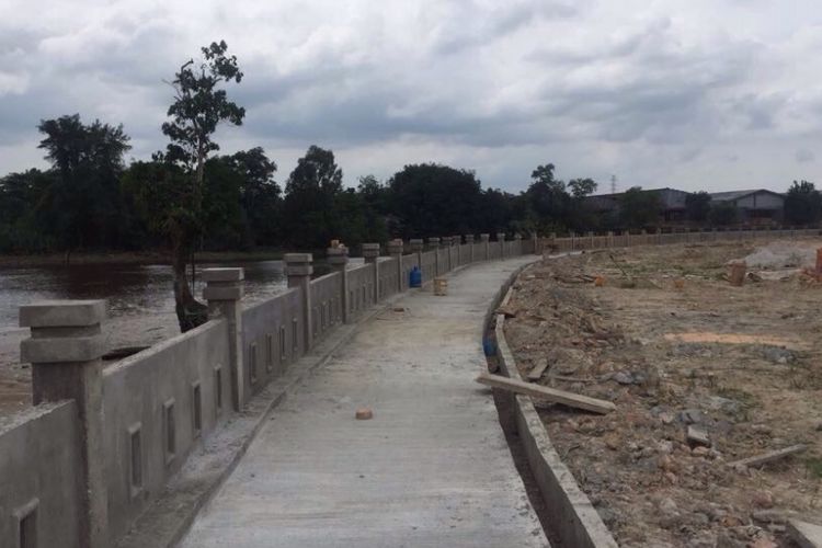 Prasarana pengendali banjir yang dibangun Kementerian PUPR di Riau.