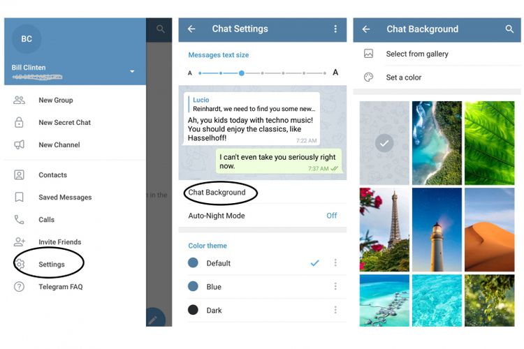 Ilustrasi tampilan setting Chat Background Telegram