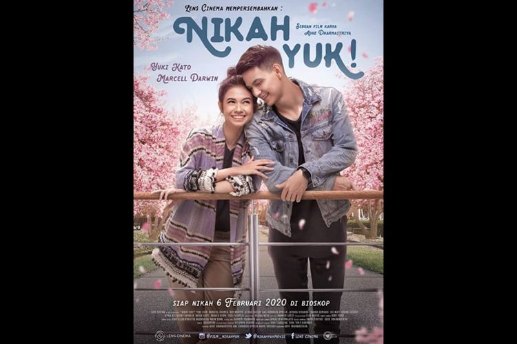 Poster film Nikah Yuk (2020).Dibintangi Marcell Darwin dan Yuki Kato. Tayang di VIU