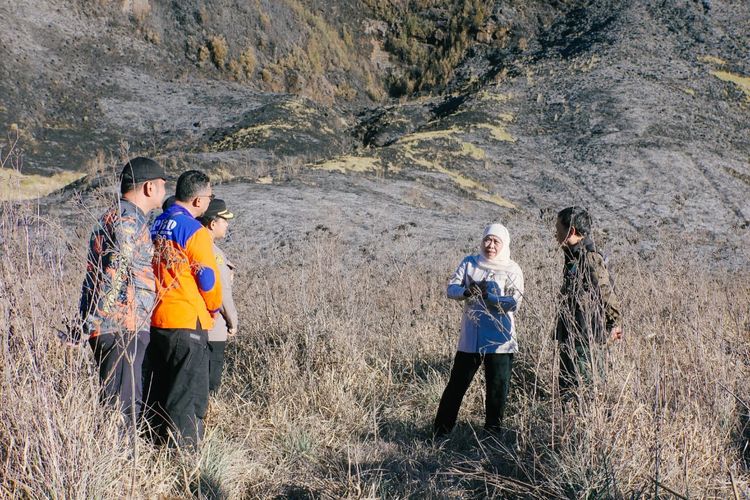 Kebakaran Bromo Capai 921 Hektar, Khofifah Minta Penanganan Dipercepat dan Kerahkan Water Bombing