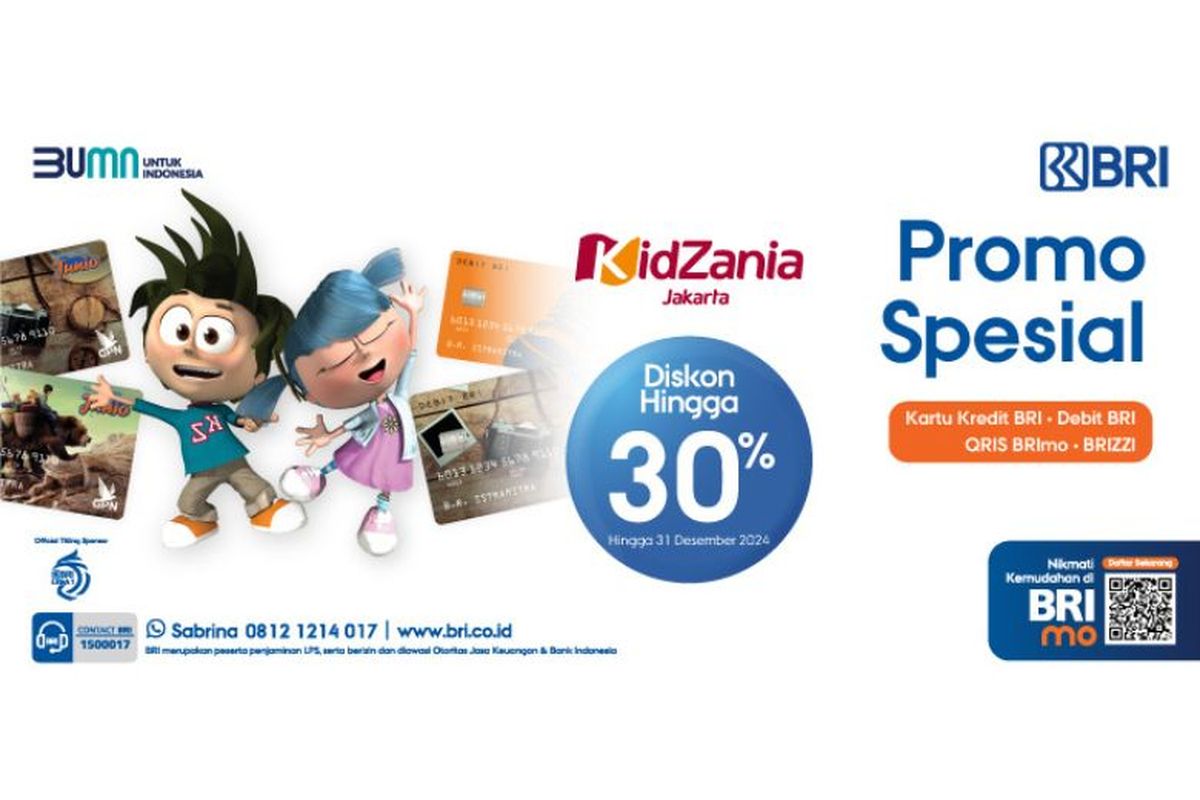 Promo diskon spesial ke Kidzania dari BRI.