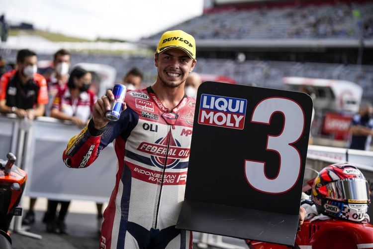 Pebalap Federal Oil Gresini Moto2 (FOGM2), Fabio Di Giannantonio, saat berlaga pada Moto2 Amerika 2021