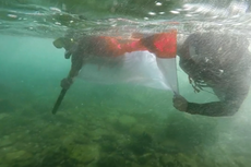 Sambut HUT RI, Warga Pantai Nglambor Upacara Bendera di Bawah Laut