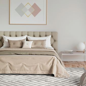 Ilustrasi kamar tidur warna beige. 