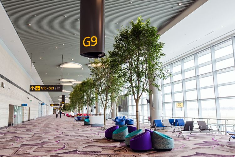 Ilustrasi area pintu keberangkatan di Terminal 4 Bandara Changi Singapura.