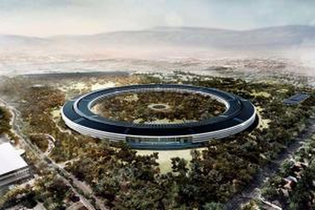 Ilustrasi bangunan kantor baru Apple, Campus 2