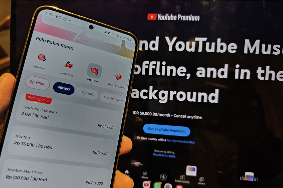 Pelanggan Telkomsel bisa membeli paket YouTube Premium dengan harga yang lebih murah Rp 49.000 per bulan.