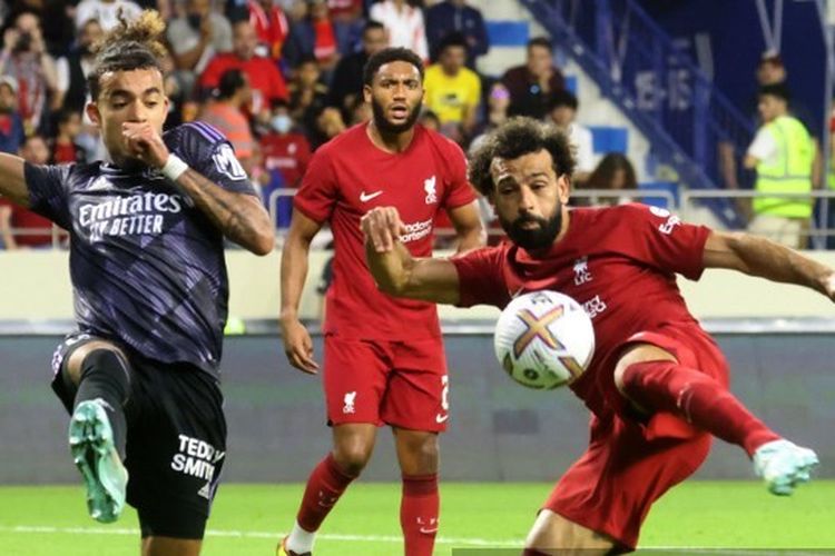 Laga uji coba antara Liverpool dan Olympique Lyon pada ajang Dubai Super Cup 2022 yang digelar di Stadion Al Maktoum, Dubai, Uni Emirat Arab, Minggu (11/12/2022) malam WIB.