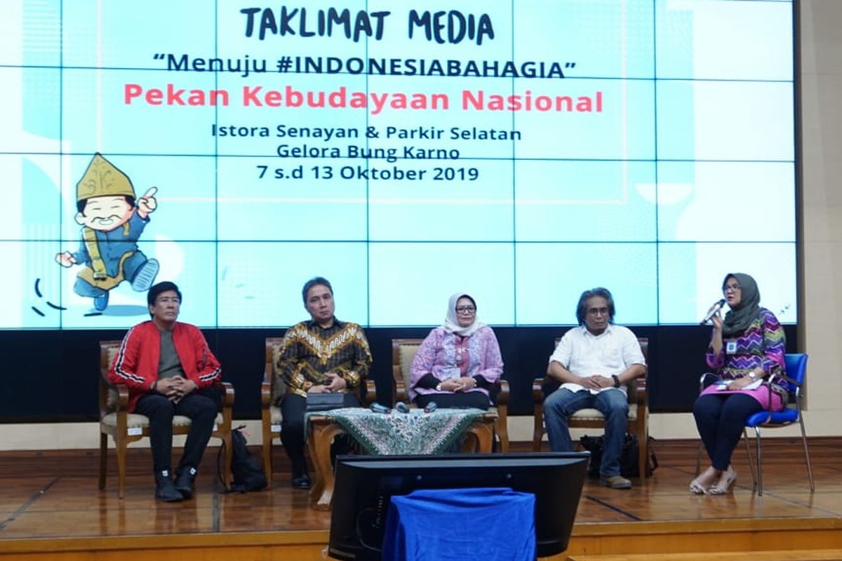 Taklimat Media terkait Pelaksanaan Pekan Kebudayaan Nasional pada Jumat, 13 September 2019, di Kompleks Kemendikbud, Jakarta.