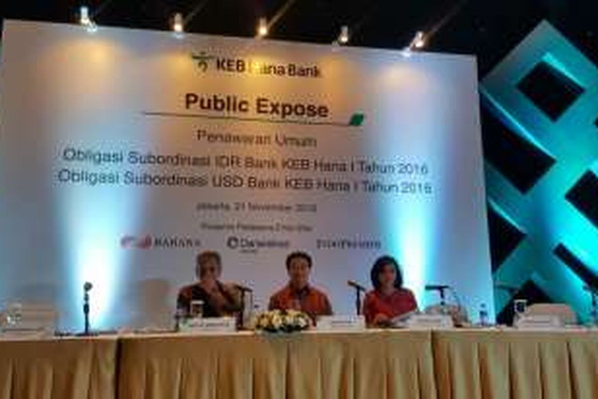 Public expose penerbitan obligasi subordinasi PT KEB Hana Indonesia di Jakarta, Senin (21/11/2016).