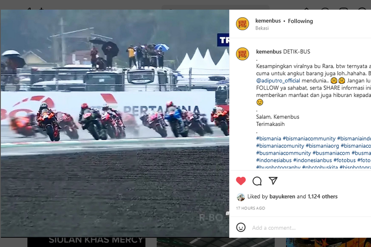 Atap bus jadi tempat penonton menyaksikan MotoGP Indonesia di Pertamina Mandalika Street Circuit