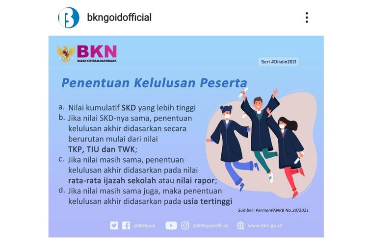 BKN mengumumkan  penentu kelulusan sekolah kedinasan. 
