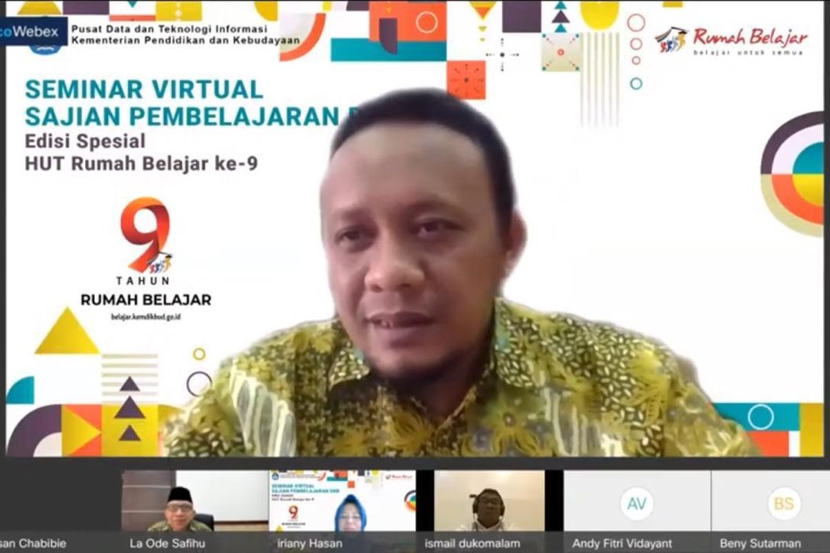 Menyambut HUT ke-9 Rumah Belajar, Kemendikbud menggelar seminar virtual bertajuk ?Sajian Pembelajaran Duta Rumah Belajar Edisi Spesial HUT Ke-9? serentak di 34 provinsi (15/7/2020). 