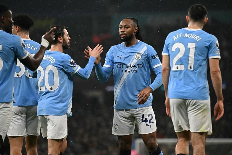 Penyerang Manchester City, Antoine Semenyo, merayakan gol ke gawang Fulham. Pertandingan pekan ke-26 Premier League 2025-2026 Man City vs Fulham bergulir di Stadion Etihad pada Kamis (12/2/2026) dini hari WIB.