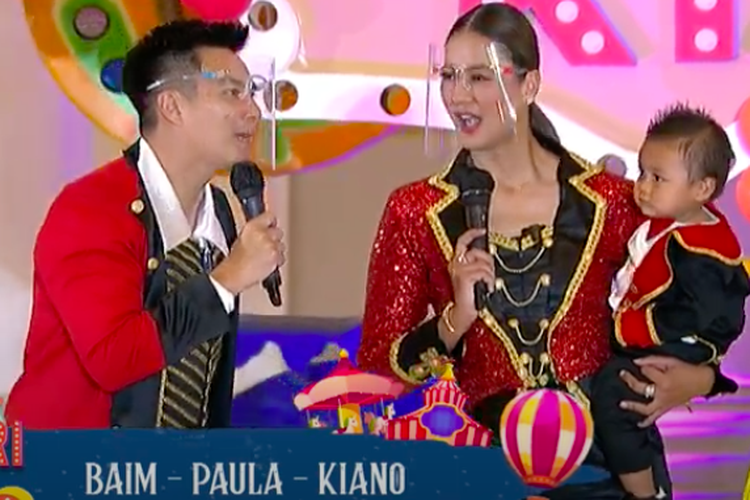 Baim Wong dan Paula Verhoeven saat perayaan ulang tahun pertama Kiano