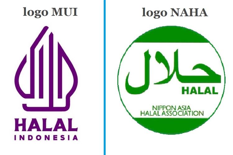 Tangkapan layar perbandingan logo halal MUI dan NAHA.