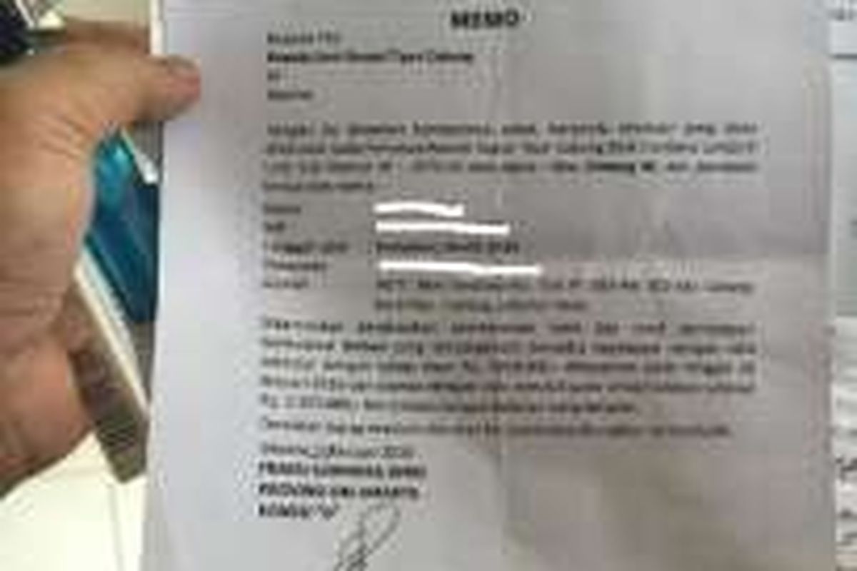 Surat yang mencatut nama anggota DPRD DKI dari Fraksi Partai Gerindra Prabowo Soenirman yang meminta Kepala Unit Rusun Tipar Cakung, Jakarta Timur, menunda eksekusi penyewa rusun.