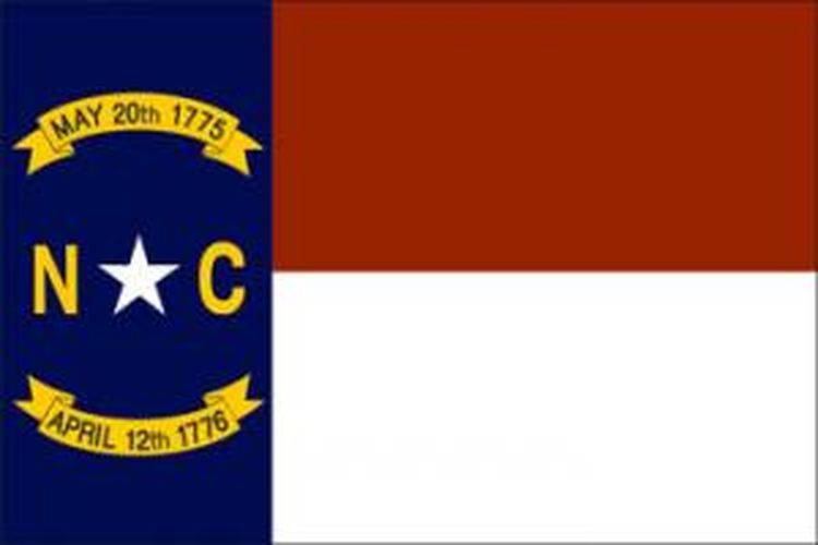 Bendera negara bagian North Carolina di Amerika Serikat.
