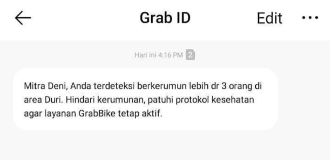 Director of Government Affairs & Strategic Collaborations Grab Indonesia Uun Ainurofiq mengatakan, penerapan geofencing merupakan salah satu solusi inovatif dalam mendeteksi GPS mitra pengemudi yang berkumpul dalam satu lokasi. Sistem kami akan langsung memberikan peringatan kepada pengemudi yang didapati melanggar peraturan,