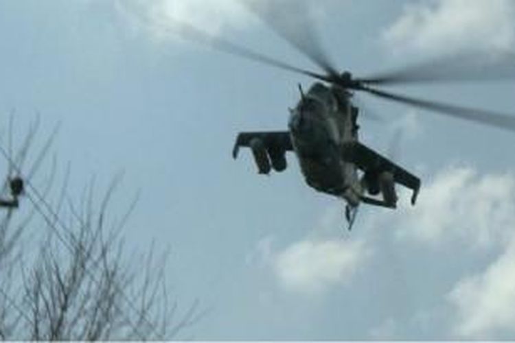 Helikopter Ukraina beroperasi di Kramatorsk, tetapi akhirnya harus menyerah