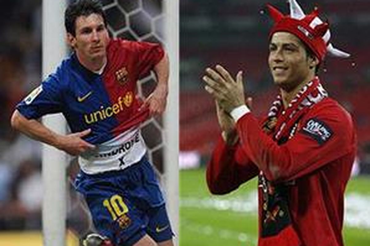 Lionel Messi (kiri) dan Cristiano Ronaldo