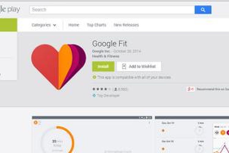Aplikasi kesehatan, Google Fit di Play Store